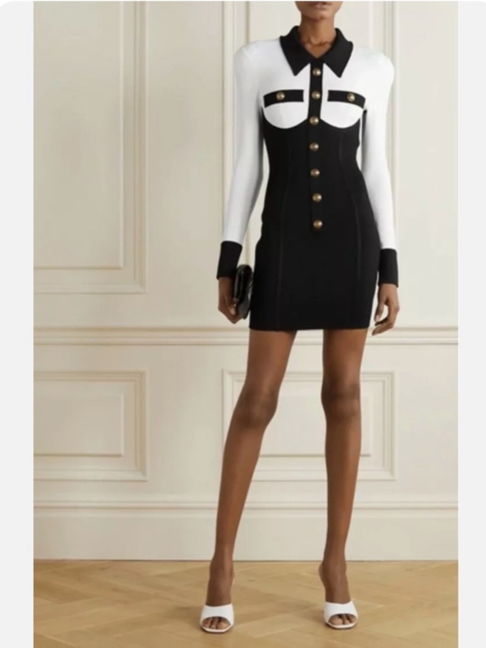 BALMAIN Button-Embellished Crepe Mini Dress